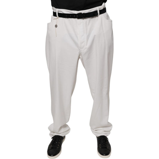 Brunello Cucinelli White Cotton Men Dress Tapered Pants PAN75614-64