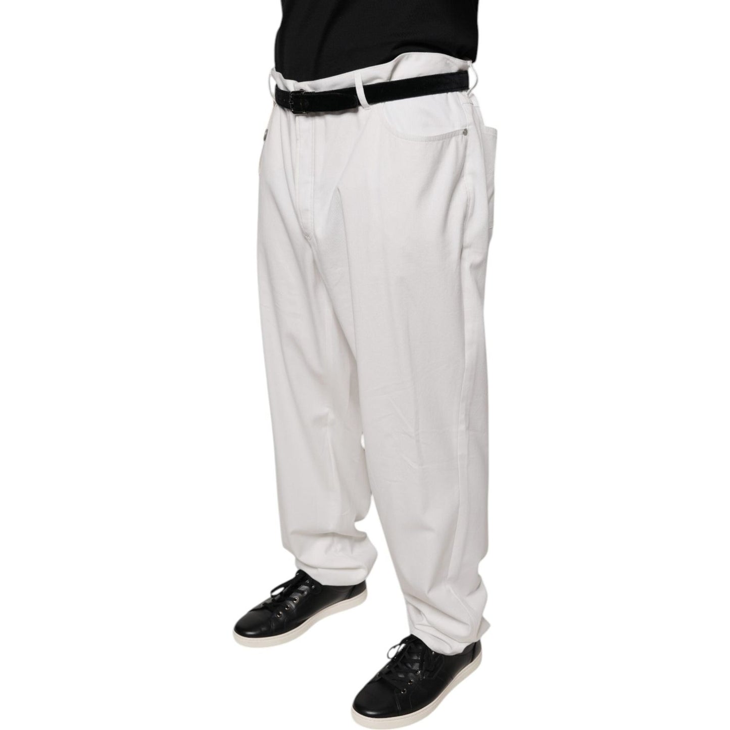 Brunello Cucinelli White Cotton Men Dress Tapered Pants PAN75614-64