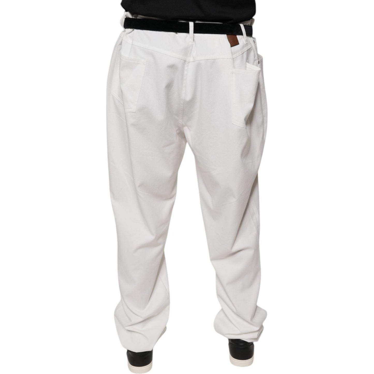 Brunello Cucinelli White Cotton Men Dress Tapered Pants PAN75614-64