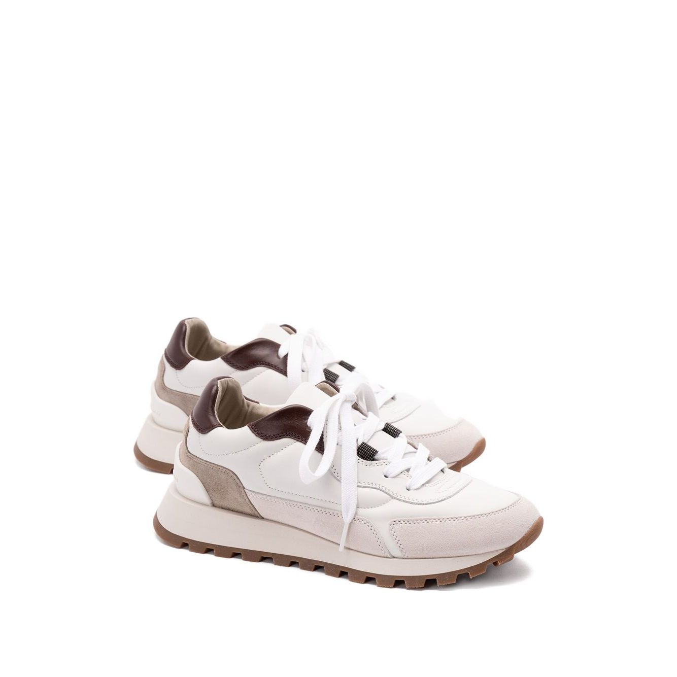 Brunello Cucinelli Calfskin and suede runners Sneakers