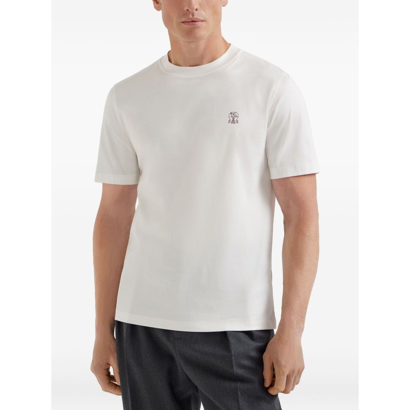 Brunello Cucinelli Cotton jersey crew neck T-shirt with logo Topwear