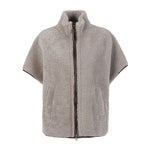 Brunello Cucinelli Curly Shearling Short Sleeve Outerwear with Shiny Zipper Pull Jackets