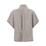 Brunello Cucinelli Curly Shearling Short Sleeve Outerwear with Shiny Zipper Pull Jackets