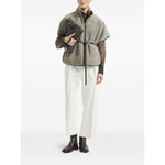 Brunello Cucinelli Curly Shearling Short Sleeve Outerwear with Shiny Zipper Pull Jackets