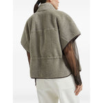 Brunello Cucinelli Curly Shearling Short Sleeve Outerwear with Shiny Zipper Pull Jackets