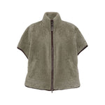Brunello Cucinelli Curly Shearling Short Sleeve Outerwear with Shiny Zipper Pull Jackets