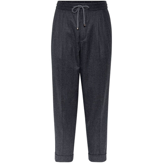 Brunello Cucinelli Drawstring-waistband wool tapered trousers