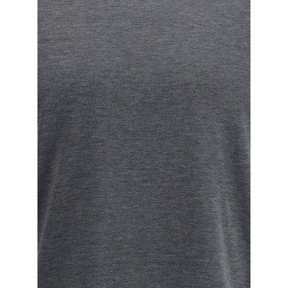 Brunello Cucinelli Gray Cotton T-Shirt with elegant design and monochrome style.