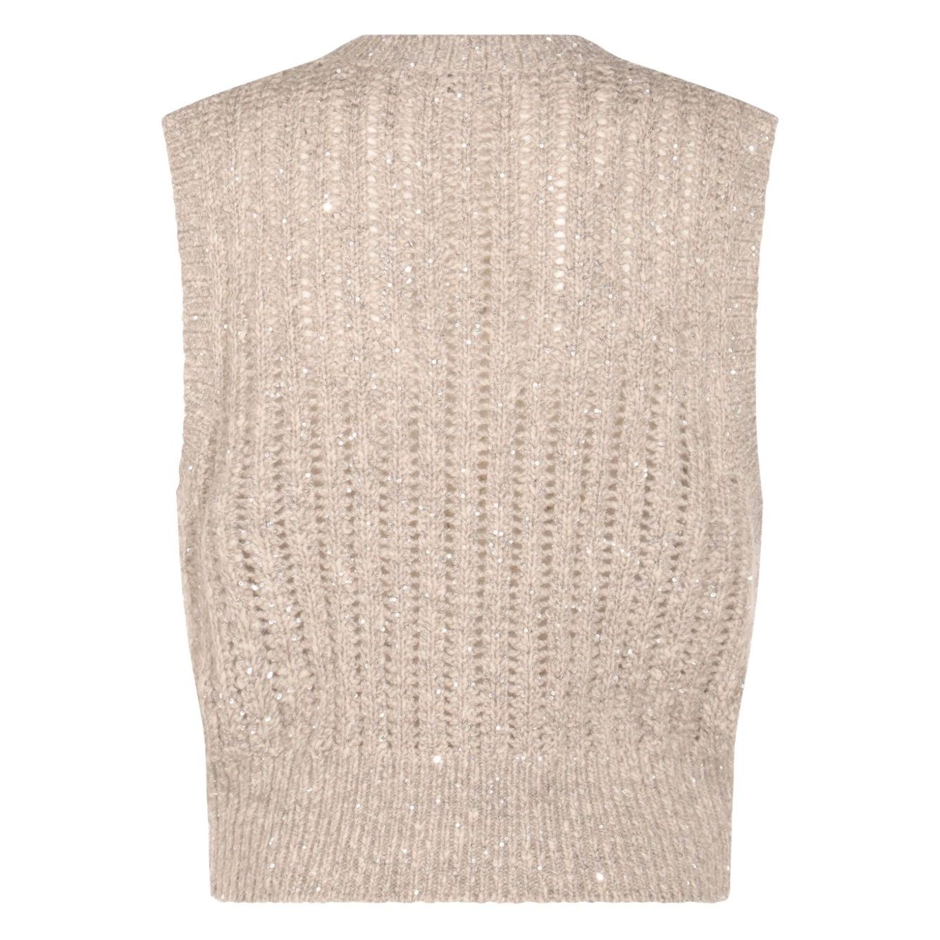 Brunello Cucinelli Natural Knitted Crewneck Vest Topwear