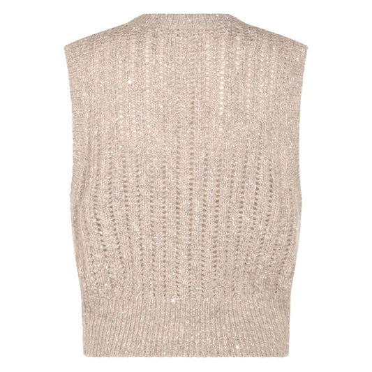 Brunello Cucinelli Natural Knitted Crewneck Vest Topwear
