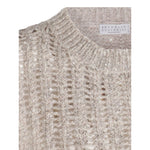 Brunello Cucinelli Natural Knitted Crewneck Vest Topwear
