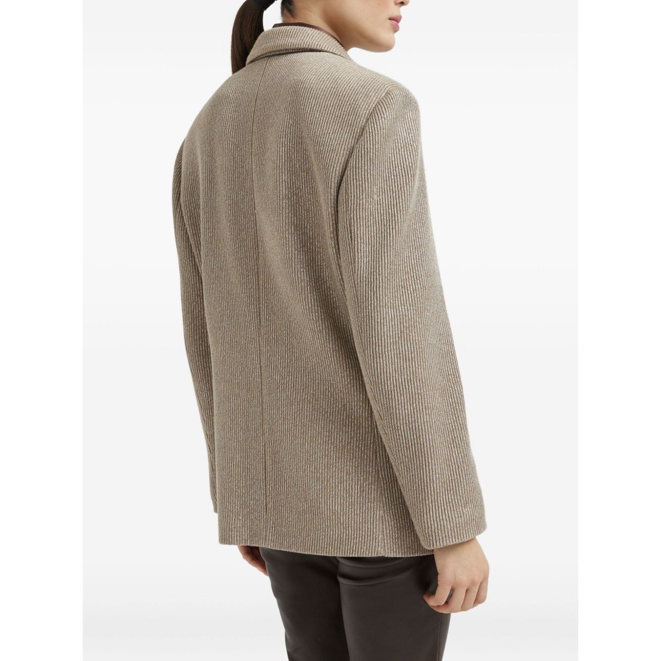Brunello Cucinelli Sparkling cotton and viscose English rib knit blazer with monili Jackets