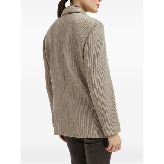 Brunello Cucinelli Sparkling cotton and viscose English rib knit blazer with monili Jackets