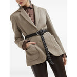 Brunello Cucinelli Sparkling cotton and viscose English rib knit blazer with monili Jackets