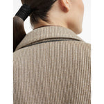 Brunello Cucinelli Sparkling cotton and viscose English rib knit blazer with monili Jackets