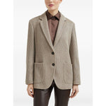 Brunello Cucinelli Sparkling cotton and viscose English rib knit blazer with monili Jackets