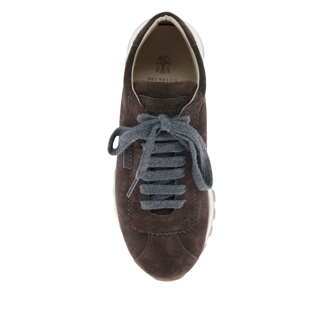 Brunello Cucinelli Suede runners with shiny tab Sneakers