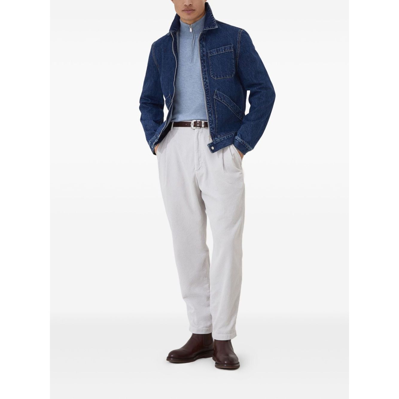 Brunello Cucinelli Sweaters Clear Blue Topwear