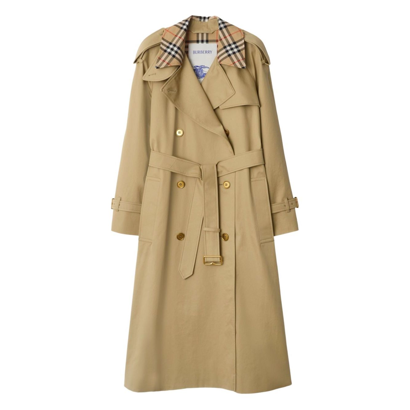 Burberry Castleford Medium Trench Coat with Check Collar