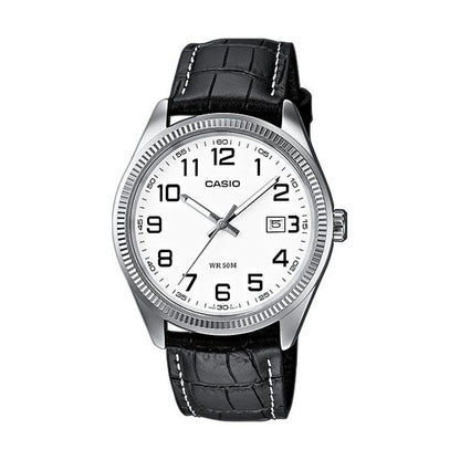 CASIO COLLECTION Mod. DATE. LEATHER - WHITE. NUMBERS