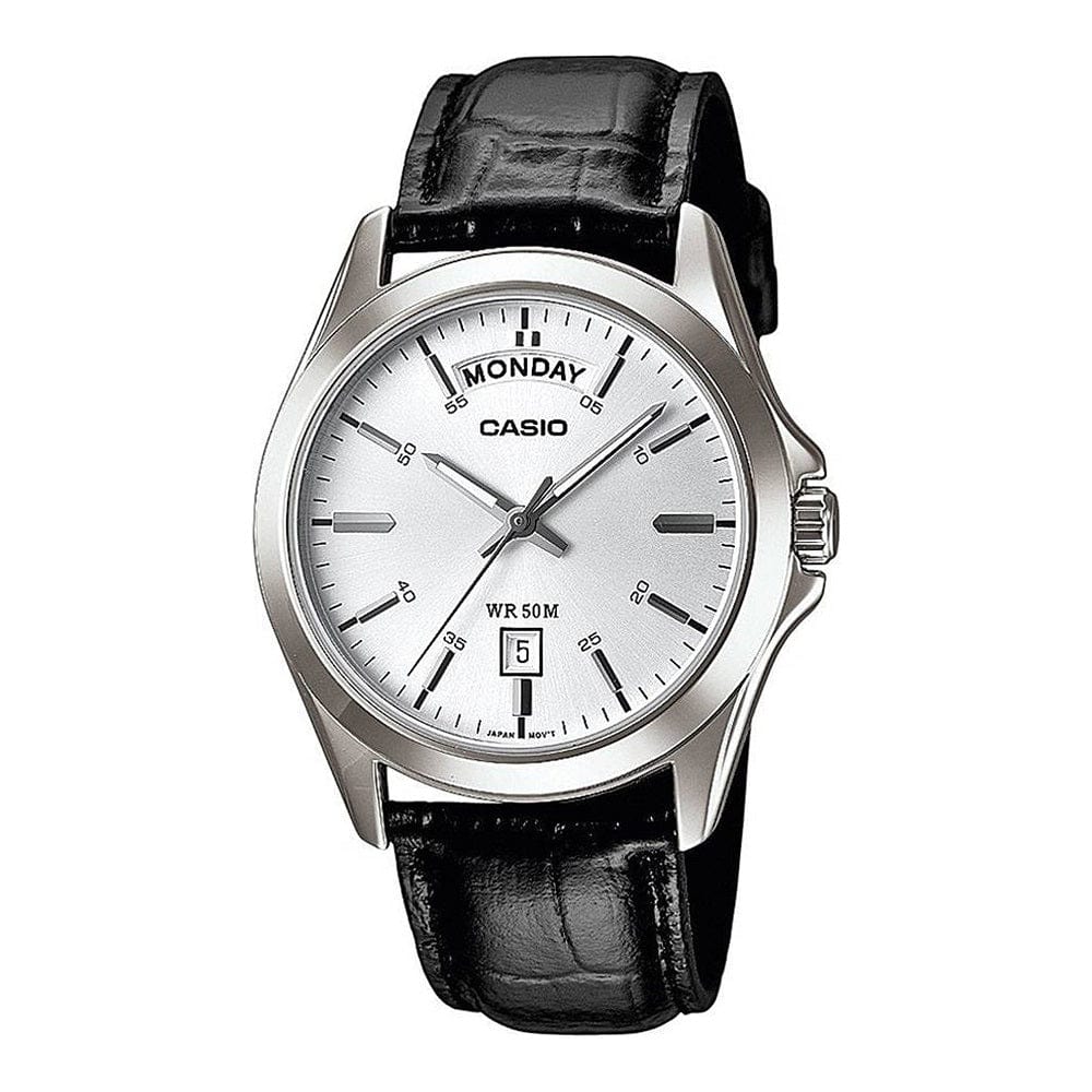 CASIO COLLECTION Mod. DAY DATE. LEATHER. WHITE WATCHES