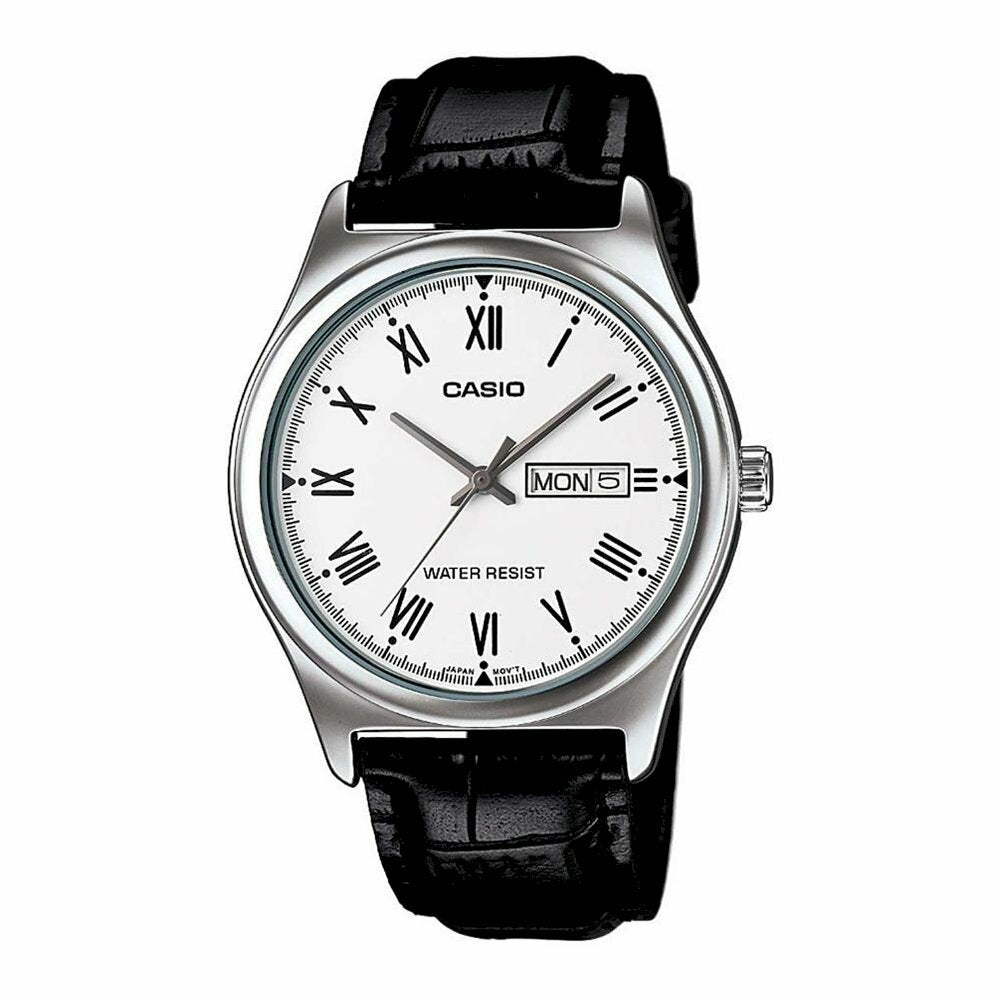 CASIO COLLECTION Mod. DAY DATE ROMANS. LEATHER - WHITE WATCHES