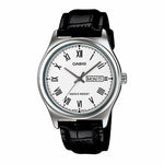 CASIO COLLECTION Mod. DAY DATE ROMANS. LEATHER - WHITE WATCHES