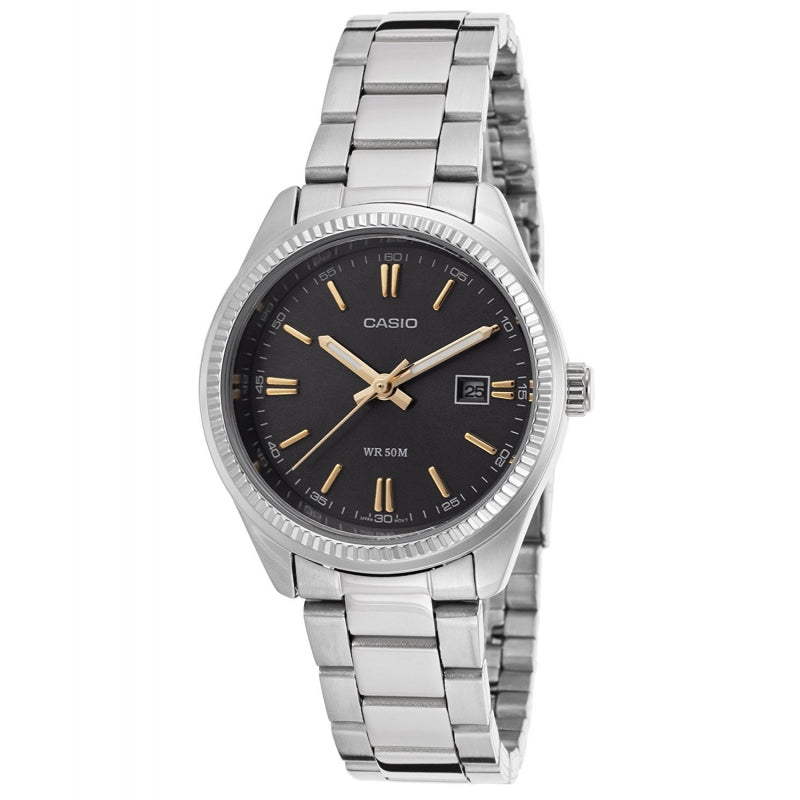 CASIO COLLECTION Mod. LADY DATE - BLACK. GOLD INDEXES WATCHES