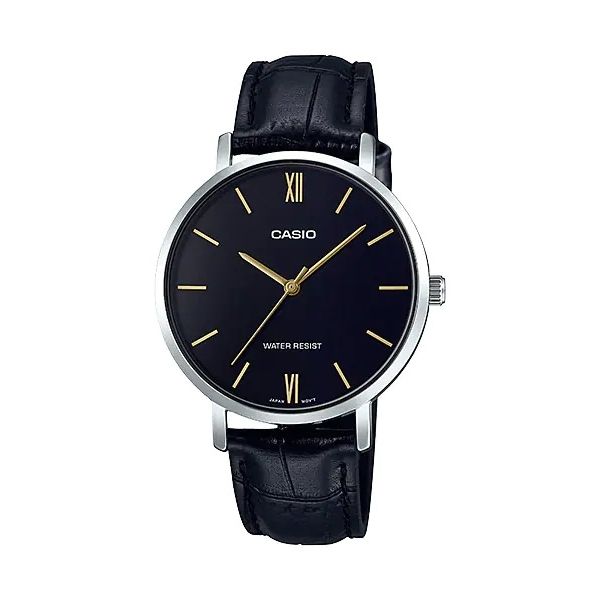 CASIO COLLECTION Mod. MINIMAL. LEATHER - BLACK WATCHES