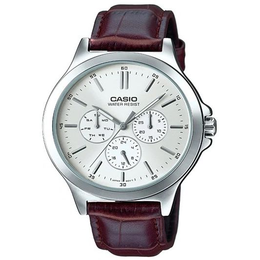 CASIO COLLECTION Mod. MULTIFUNCTION SILVER, LeatherCategory-Watches,Gent Ready stocked Watches,Men,READY STOCKED WATCHES,Wristwatch