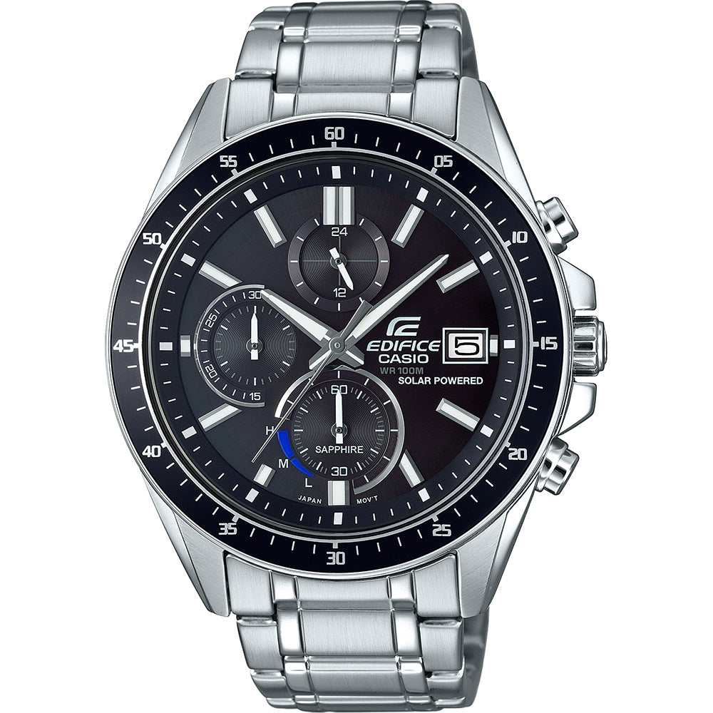CASIO EDIFICE SLIM Mod. SOLAR POWERED CHRONOGRAPH - BLACK WATCHES