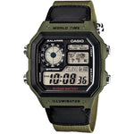 CASIO SPORT Mod. DIVER - WORLD TIME ILLUMINATOR 5 ALARMS - FUTURE CLASSIC COLLECTION - KAKHI GREEN WATCHES