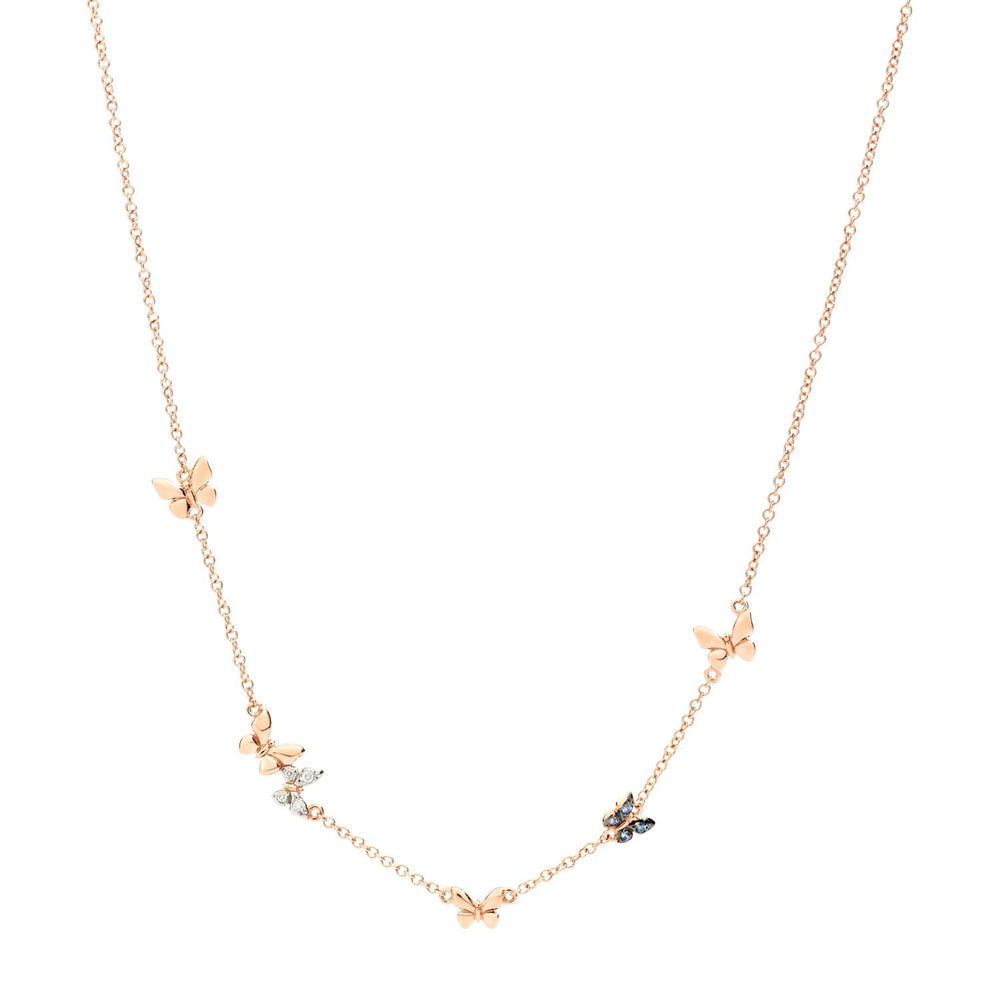 Elegant necklace featuring butterfly charms, model COLLANE DODO MOD. DCC2005BFLYSBAZ9R in rose gold finish.