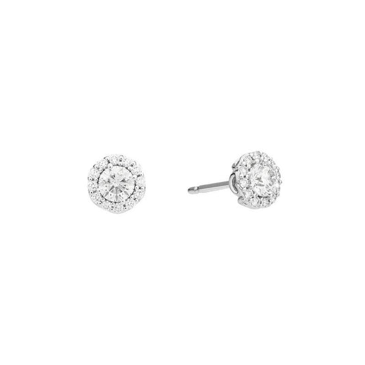 Elegant diamond stud earrings with brilliant cut stones, perfect for formal occasions.