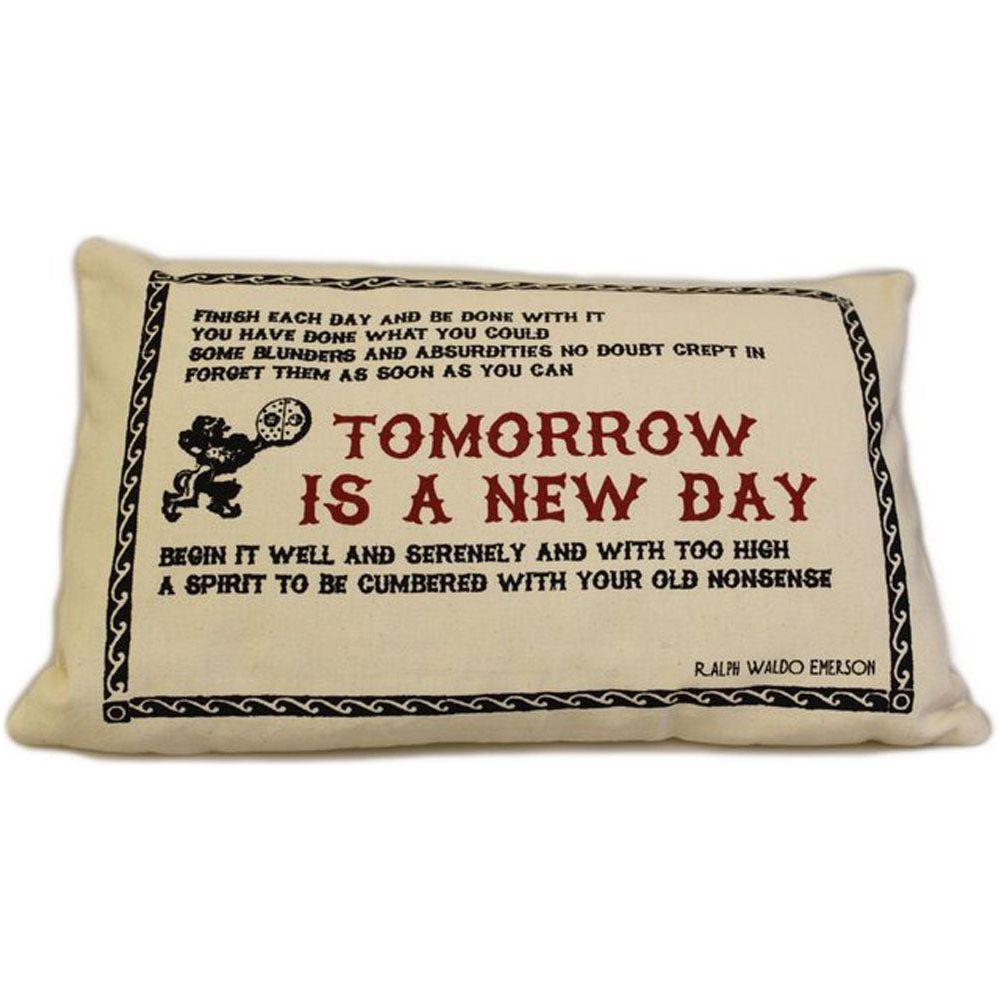 CUSCINI LETTERARI - Copricuscino in Juta lavata / Cotton pillow case TOMORROW - Size 38x25cm FASHION ACCESSORIES