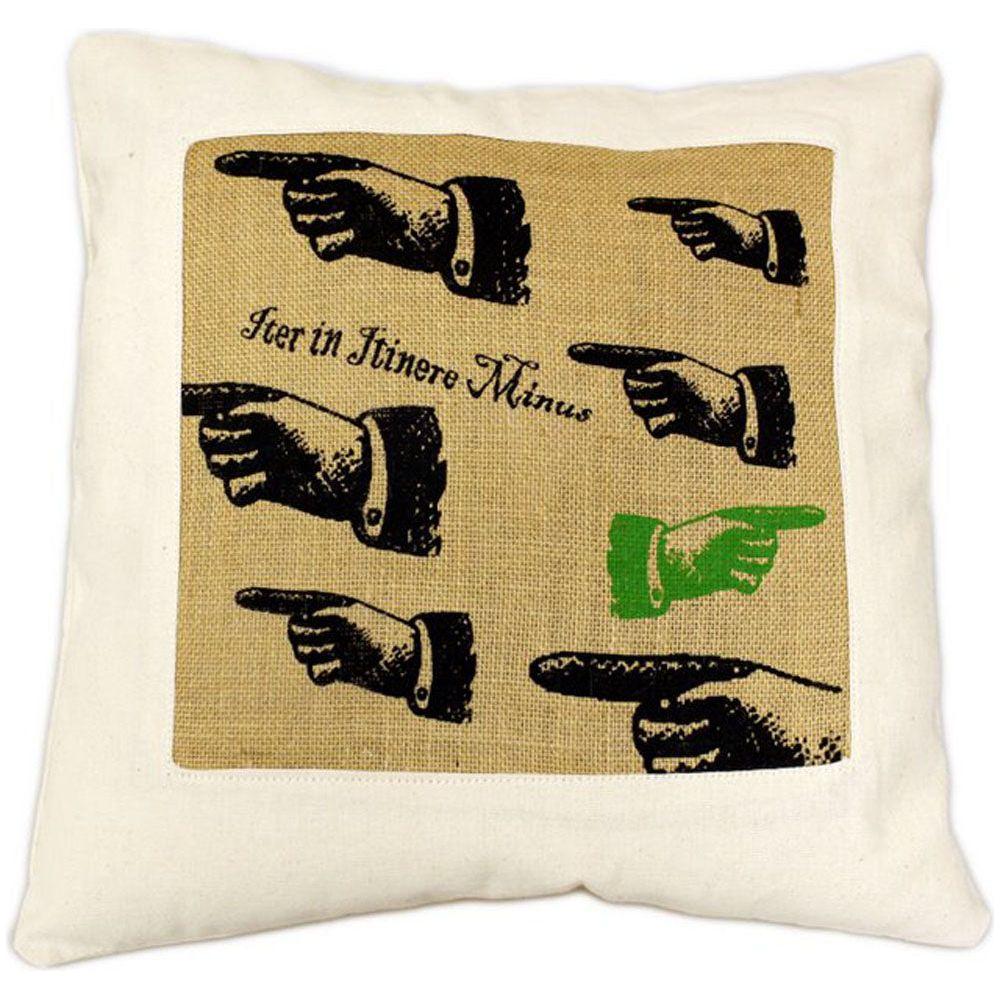 CUSCINI LETTERARI - Copricuscino in Juta lavata / Cotton pillow case e Juta lavata ITER IN ITINERE MINUS - Size 40x40cm FASHION ACCESSORIES