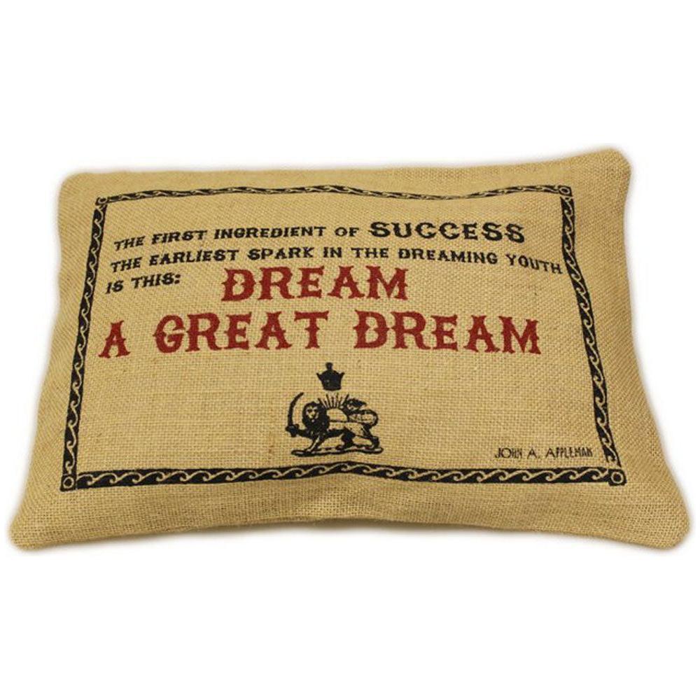 CUSCINI LETTERARI - Copricuscino in Juta lavata / Juta washed pillow case GREAT DREAM - Size 38x25cm FASHION ACCESSORIES