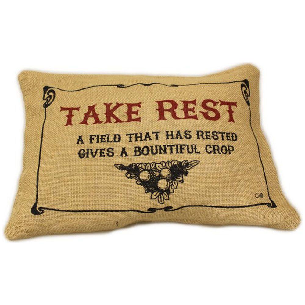 CUSCINI LETTERARI - Copricuscino in Juta lavata / Juta washed pillow case TAKE REST - Size 38x25cm FASHION ACCESSORIES