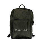 Calvin Klein Green Polyester Men Backpack with external pocket and laptop space, featuring the iconic logo for urban style and functionality.