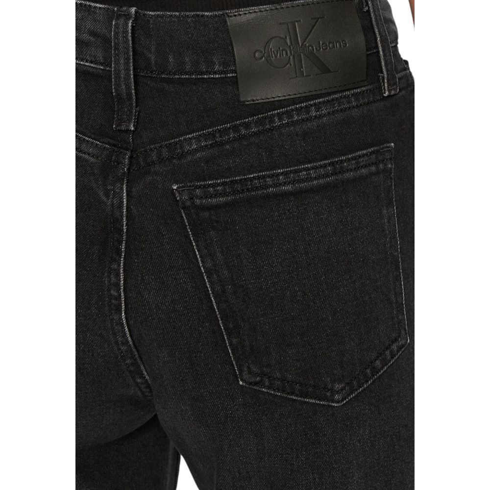 Calvin Klein Jeans Black Cotton Mom Jeans showing back pocket detail and logo patch.