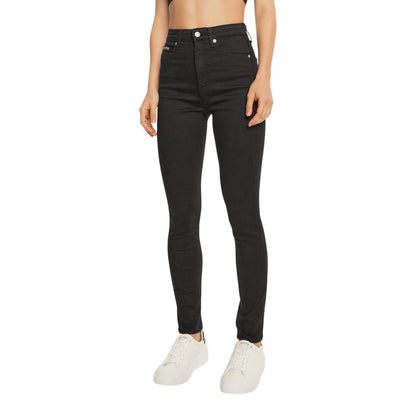 Woman wearing Calvin Klein Jeans Black Cotton Skinny Jeans