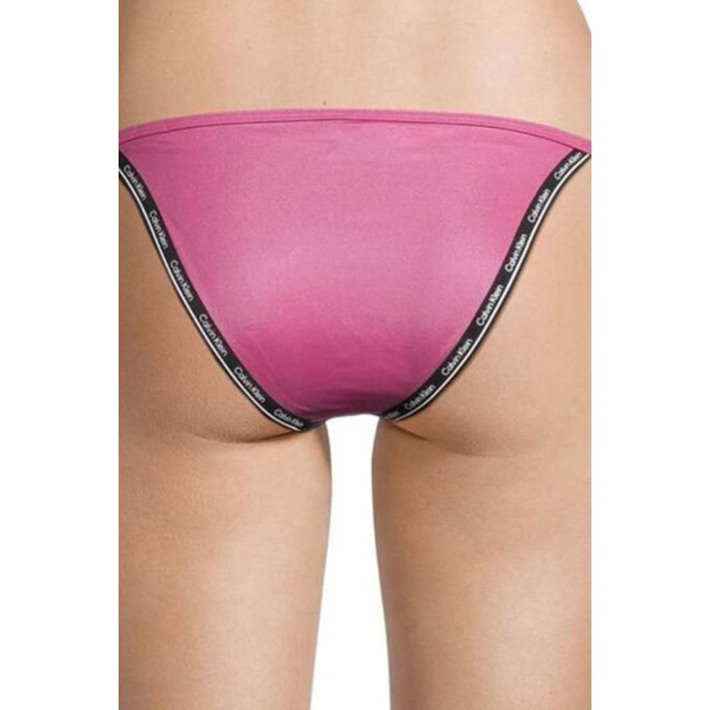 Calvin Klein Jeans Pink Polyester Swim Briefs with side tie detail, perfect for beachwear or poolside style.