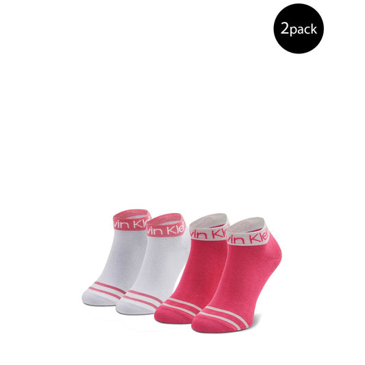 Calvin Klein Pink Cotton Sock, women's spring/summer collection, 2-pack, 22% cotton, 76% polyester, 2% stretch fabric.