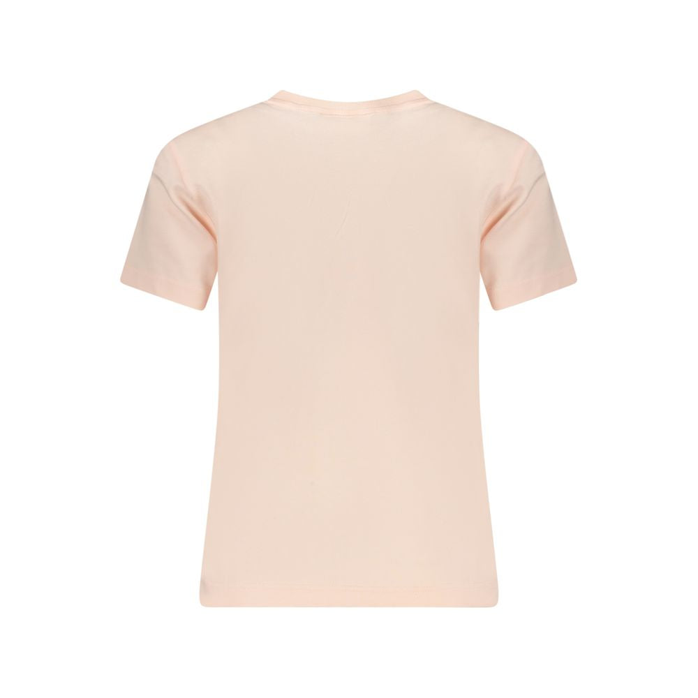 Back view of Calvin Klein Pink Cotton Women T-Shirt showcasing classic cut and color.