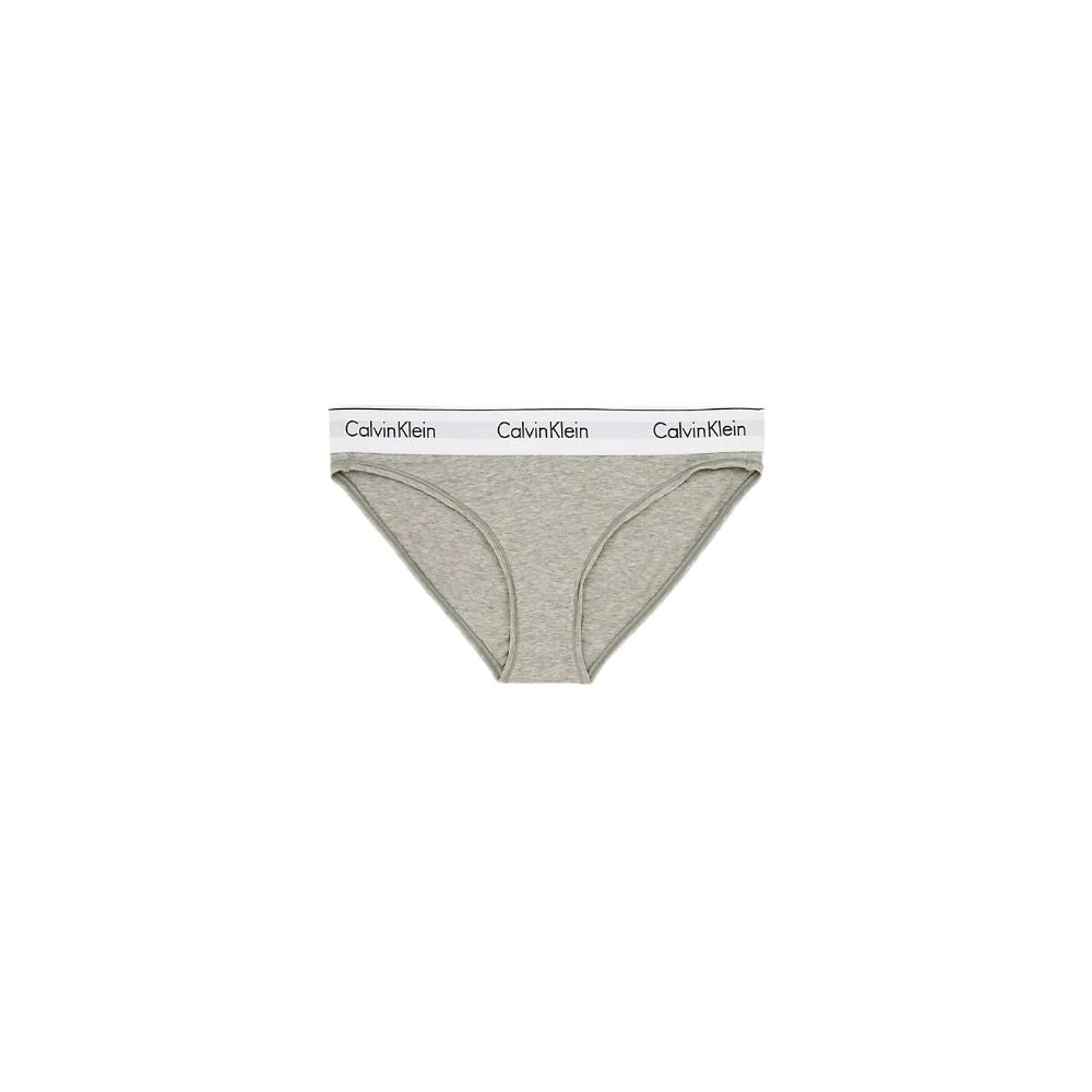 Calvin Klein Underwear Gray Cotton Pantie with logo waistband, high-quality blend, offering comfort and style for everyday wear.