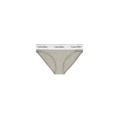 Calvin Klein Underwear Gray Cotton Pantie with logo waistband, high-quality blend, offering comfort and style for everyday wear.
