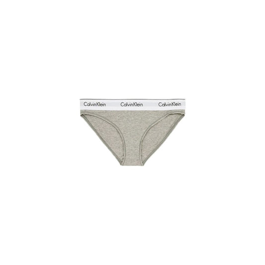 Calvin Klein Underwear Gray Cotton Pantie with logo waistband, high-quality blend, offering comfort and style for everyday wear.