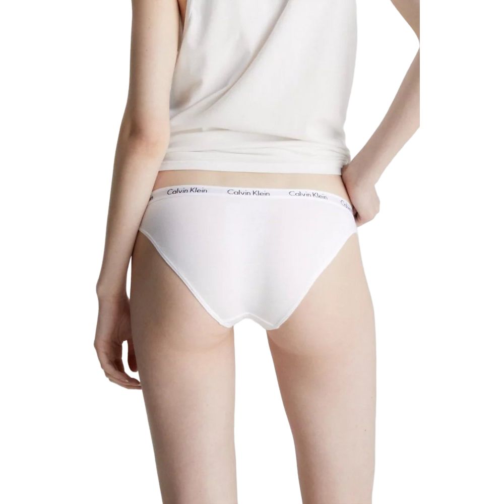 Calvin Klein Underwear White Cotton Pantie providing comfort and style, shown on a model wearing a white top
