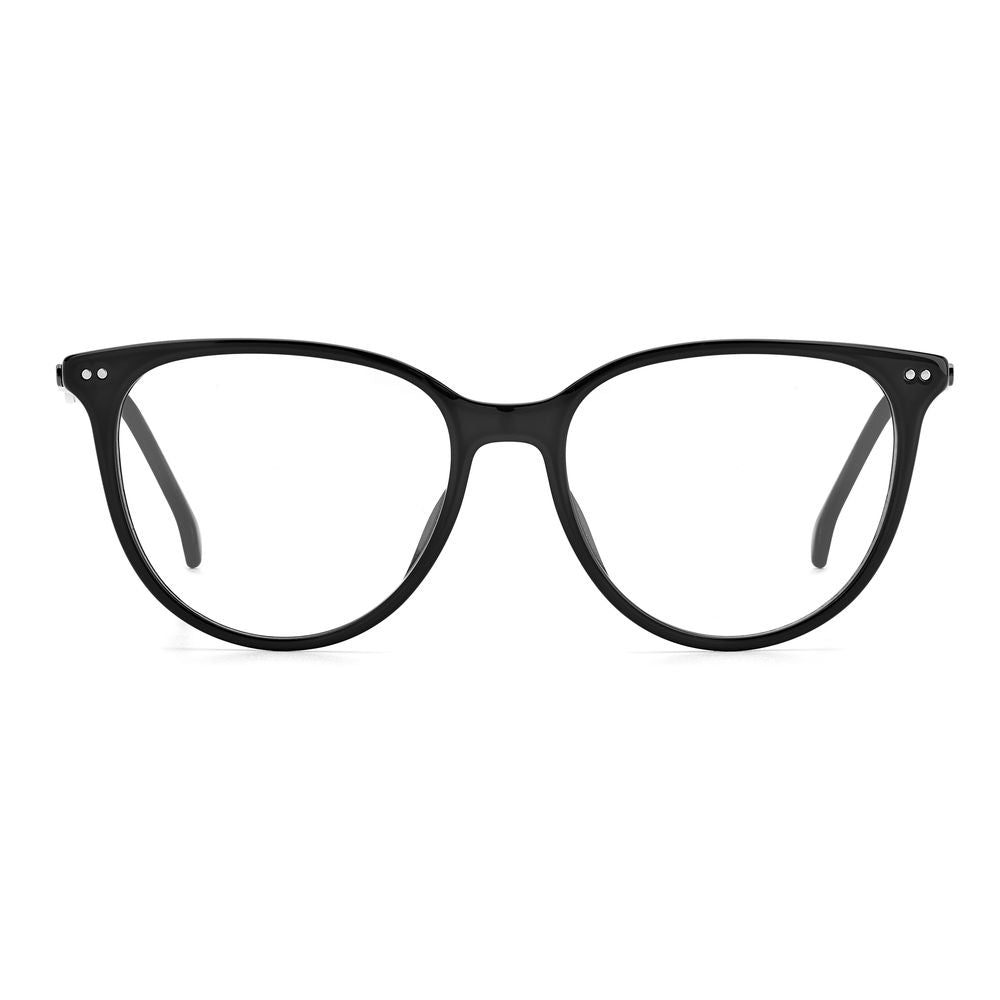 Front view of Carrera Black Acetate Glasses (Frames), model CARRERA113380, featuring a 52/16/145 mm design for women.