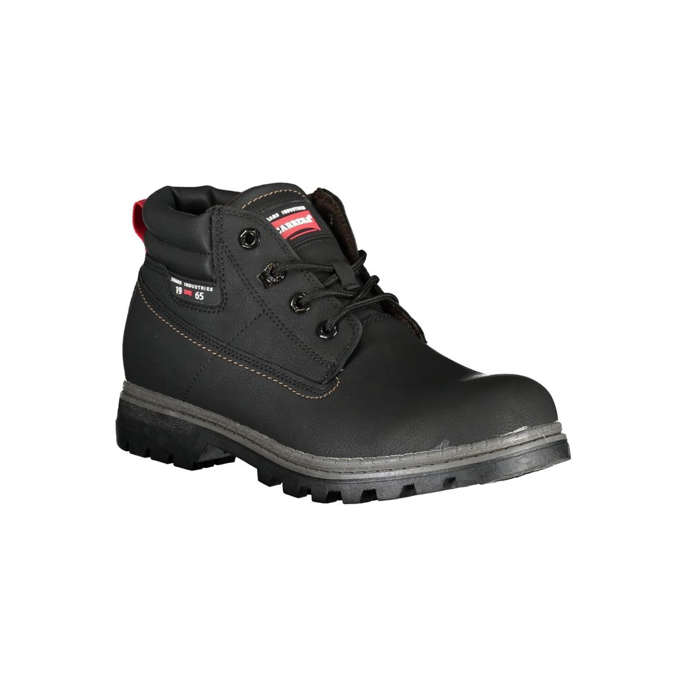 Carrera Black Polyester Ankle boot with laces, featuring contrast details and logo design, perfect for stylish and durable wear.
